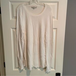 Loft white open knit sweater with button detail on sides. Size large.